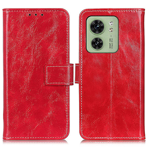 Leather Case Stands Flip Cover Holder K04Z for Motorola Moto Edge 40 5G Red