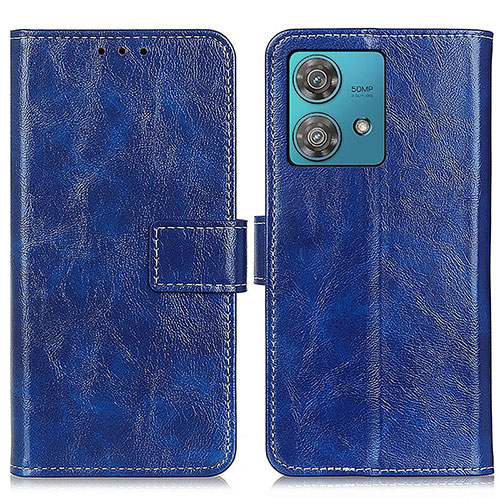 Leather Case Stands Flip Cover Holder K04Z for Motorola Moto Edge 40 Neo 5G Blue