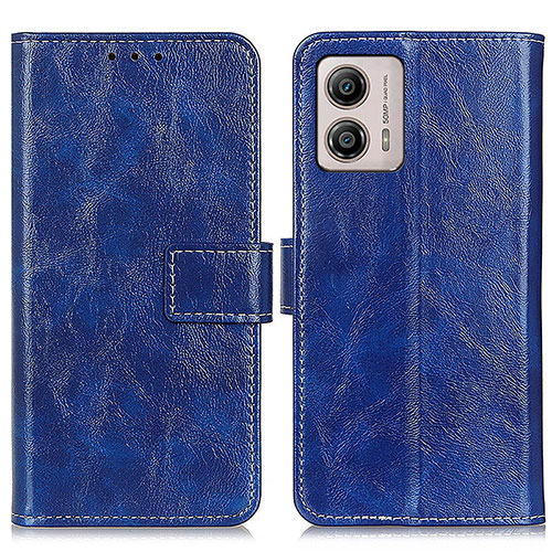 Leather Case Stands Flip Cover Holder K04Z for Motorola Moto G53 5G Blue