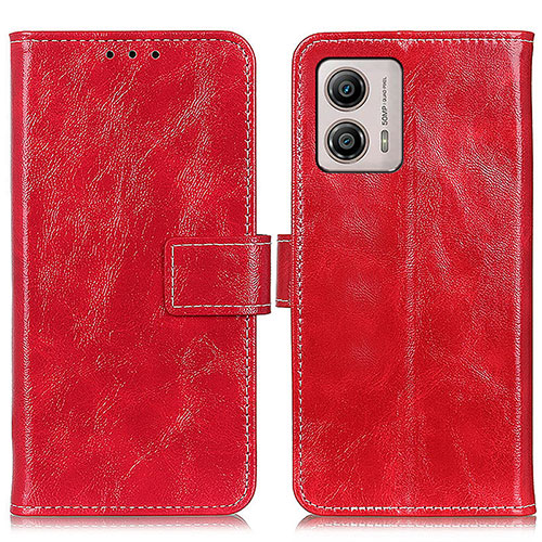 Leather Case Stands Flip Cover Holder K04Z for Motorola Moto G53 5G Red