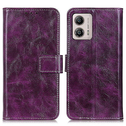 Leather Case Stands Flip Cover Holder K04Z for Motorola Moto G53y 5G Purple