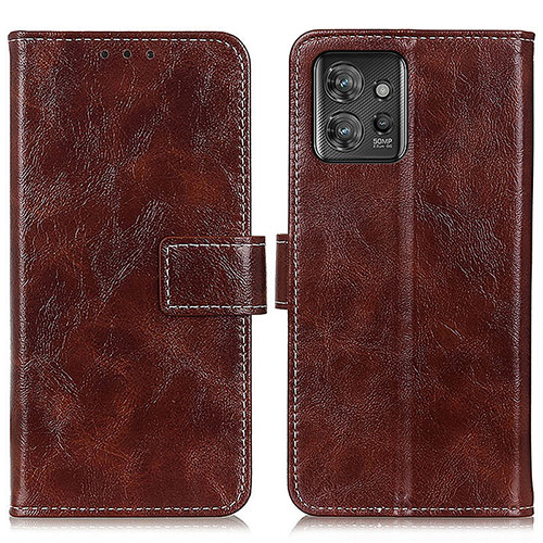 Leather Case Stands Flip Cover Holder K04Z for Motorola ThinkPhone 5G Brown