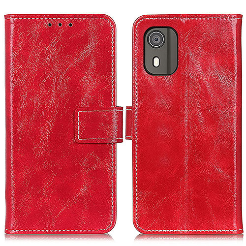 Leather Case Stands Flip Cover Holder K04Z for Nokia C02 Red