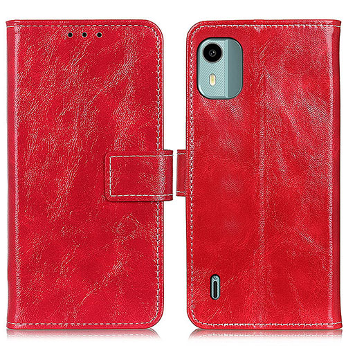 Leather Case Stands Flip Cover Holder K04Z for Nokia C12 Plus Red