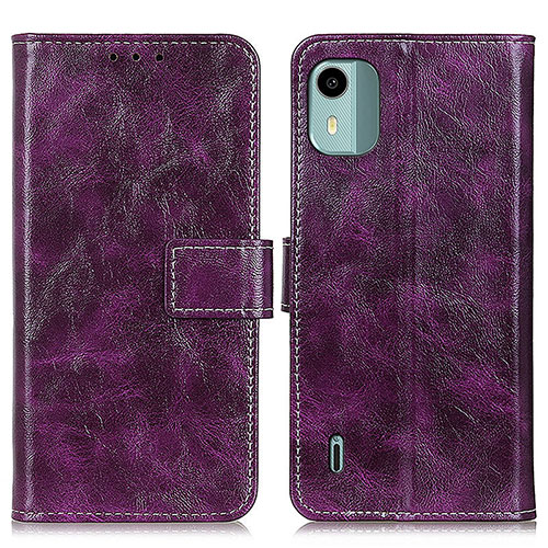 Leather Case Stands Flip Cover Holder K04Z for Nokia C12 Pro Purple