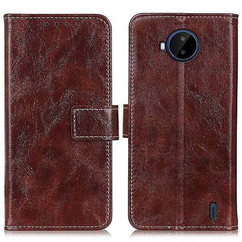 Leather Case Stands Flip Cover Holder K04Z for Nokia C20 Plus Brown