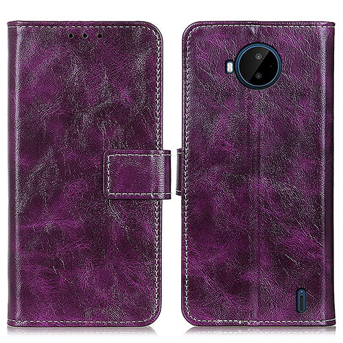 Leather Case Stands Flip Cover Holder K04Z for Nokia C20 Plus Purple