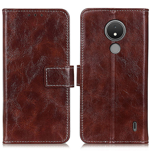 Leather Case Stands Flip Cover Holder K04Z for Nokia C21 Brown