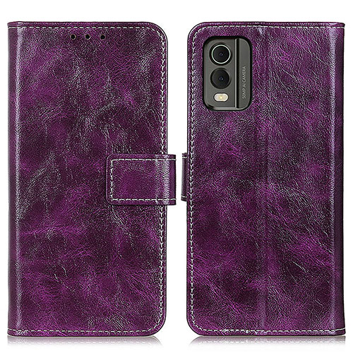 Leather Case Stands Flip Cover Holder K04Z for Nokia C210 Purple