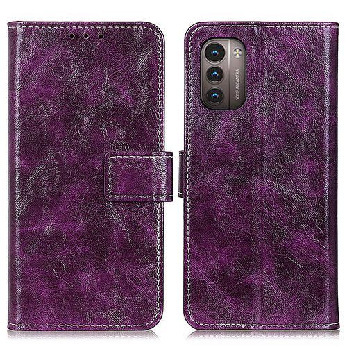 Leather Case Stands Flip Cover Holder K04Z for Nokia G11 Purple