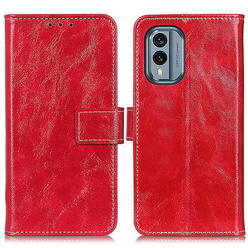 Leather Case Stands Flip Cover Holder K04Z for Nokia X30 5G Red