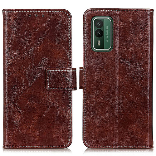 Leather Case Stands Flip Cover Holder K04Z for Nokia XR21 Brown