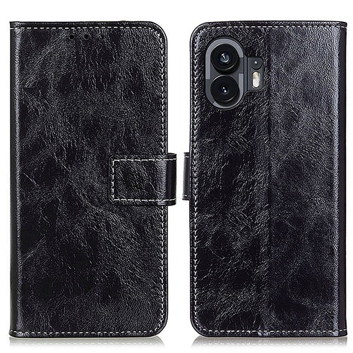 Leather Case Stands Flip Cover Holder K04Z for Nothing Phone 2 Black