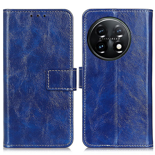 Leather Case Stands Flip Cover Holder K04Z for OnePlus 11 5G Blue