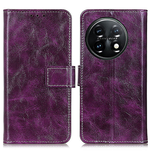 Leather Case Stands Flip Cover Holder K04Z for OnePlus 11 5G Purple