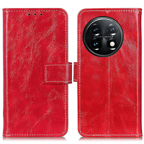 Leather Case Stands Flip Cover Holder K04Z for OnePlus 11 5G Red