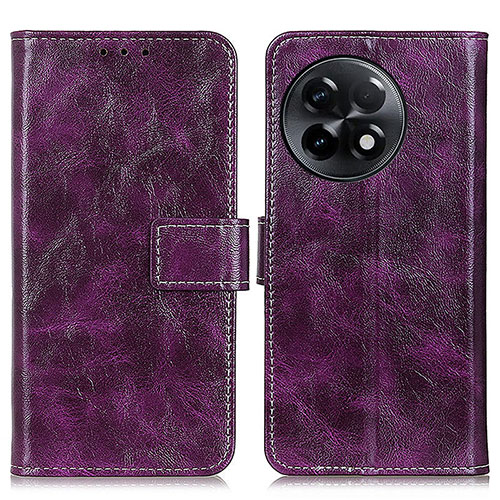 Leather Case Stands Flip Cover Holder K04Z for OnePlus 11R 5G Purple