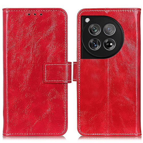 Leather Case Stands Flip Cover Holder K04Z for OnePlus 12 5G Red