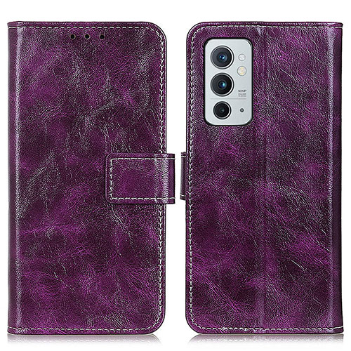 Leather Case Stands Flip Cover Holder K04Z for OnePlus 9RT 5G Purple