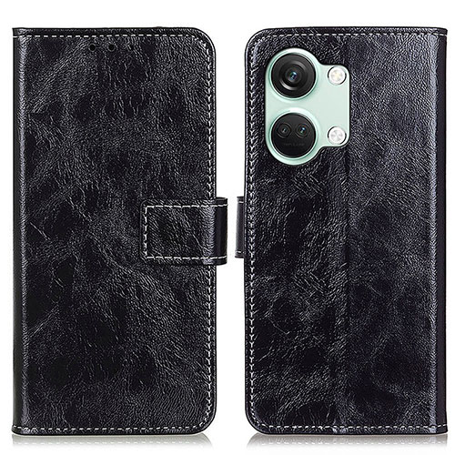 Leather Case Stands Flip Cover Holder K04Z for OnePlus Ace 2V 5G Black