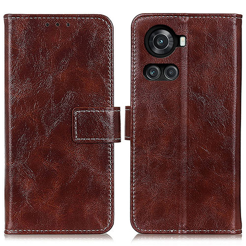 Leather Case Stands Flip Cover Holder K04Z for OnePlus Ace 5G Brown