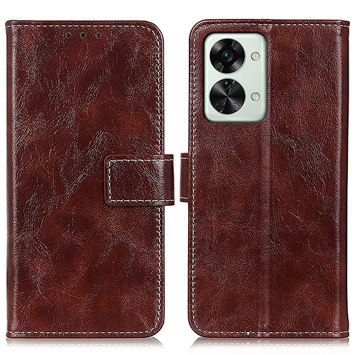 Leather Case Stands Flip Cover Holder K04Z for OnePlus Nord 2T 5G Brown