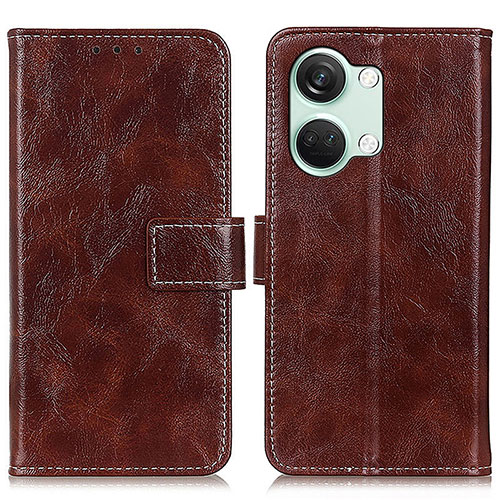 Leather Case Stands Flip Cover Holder K04Z for OnePlus Nord 3 5G Brown