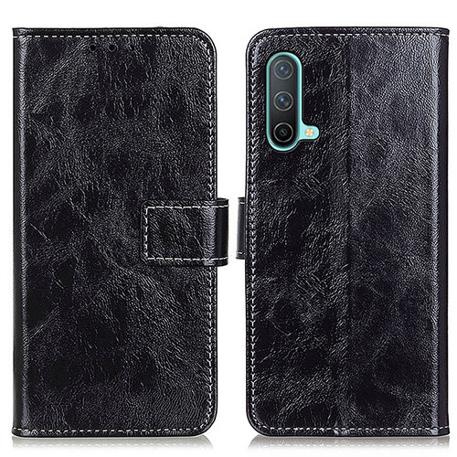 Leather Case Stands Flip Cover Holder K04Z for OnePlus Nord CE 5G Black