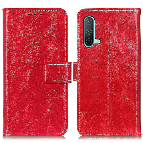 Leather Case Stands Flip Cover Holder K04Z for OnePlus Nord CE 5G Red