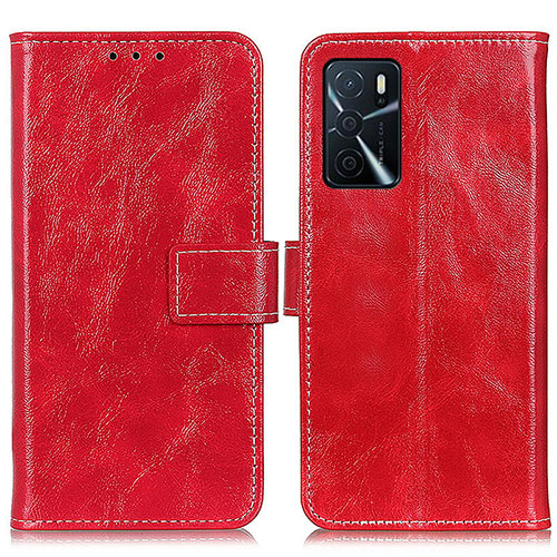 Leather Case Stands Flip Cover Holder K04Z for Oppo A16 Red