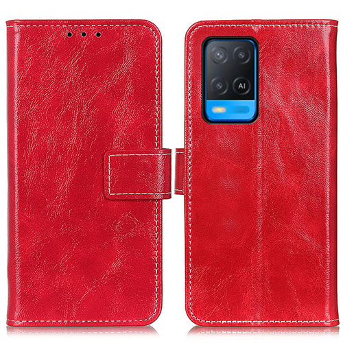 Leather Case Stands Flip Cover Holder K04Z for Oppo A54 4G Red