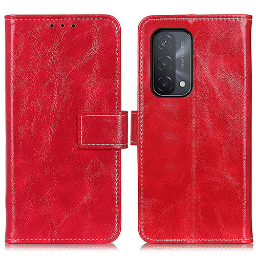 Leather Case Stands Flip Cover Holder K04Z for Oppo A54 5G Red