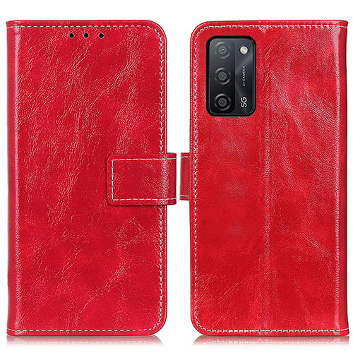 Leather Case Stands Flip Cover Holder K04Z for Oppo A55 5G Red