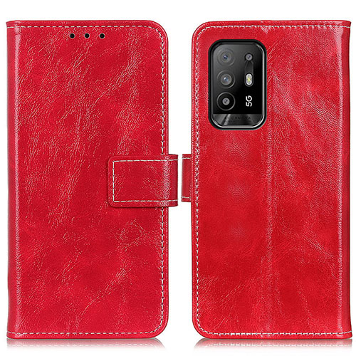 Leather Case Stands Flip Cover Holder K04Z for Oppo A94 5G Red