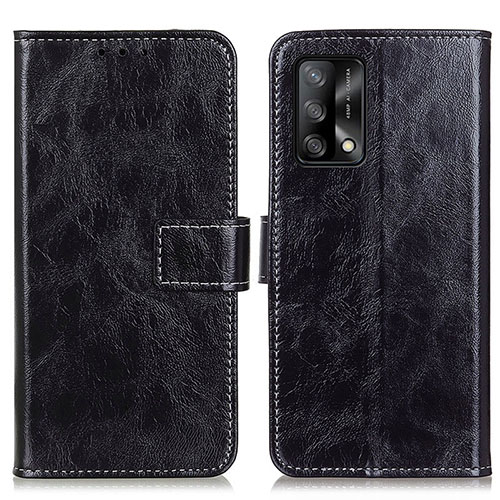 Leather Case Stands Flip Cover Holder K04Z for Oppo A95 4G Black