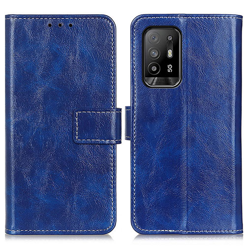 Leather Case Stands Flip Cover Holder K04Z for Oppo F19 Pro+ Plus 5G Blue