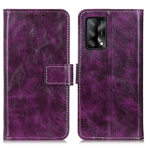 Leather Case Stands Flip Cover Holder K04Z for Oppo F19 Purple