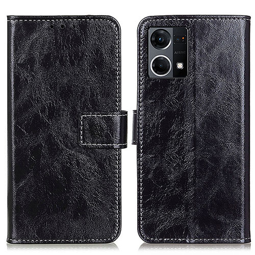 Leather Case Stands Flip Cover Holder K04Z for Oppo F21 Pro 4G Black