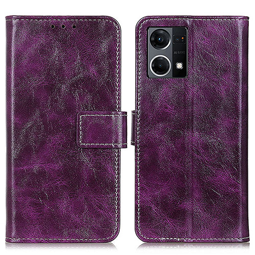 Leather Case Stands Flip Cover Holder K04Z for Oppo F21 Pro 4G Purple