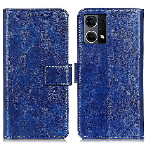 Leather Case Stands Flip Cover Holder K04Z for Oppo F21s Pro 4G Blue