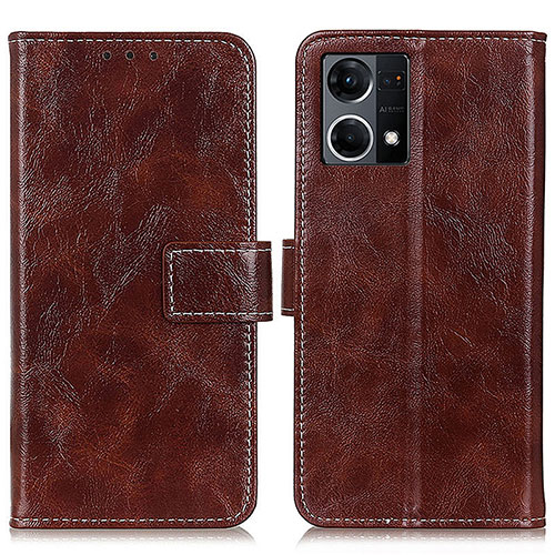 Leather Case Stands Flip Cover Holder K04Z for Oppo F21s Pro 4G Brown