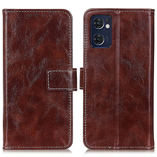 Leather Case Stands Flip Cover Holder K04Z for Oppo Find X5 Lite 5G Brown