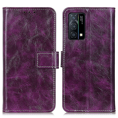 Leather Case Stands Flip Cover Holder K04Z for Oppo K9 5G Purple