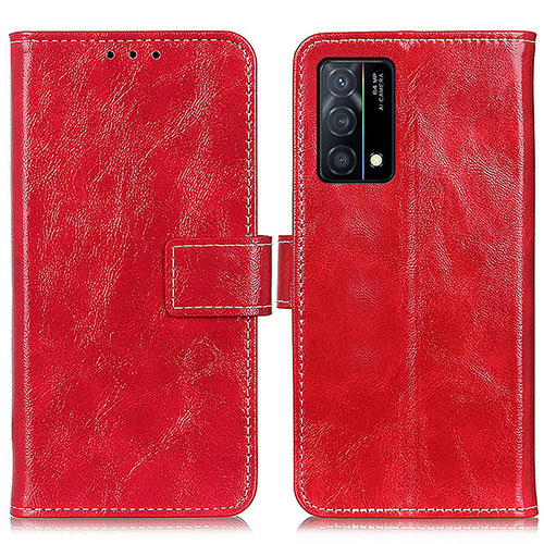 Leather Case Stands Flip Cover Holder K04Z for Oppo K9 5G Red