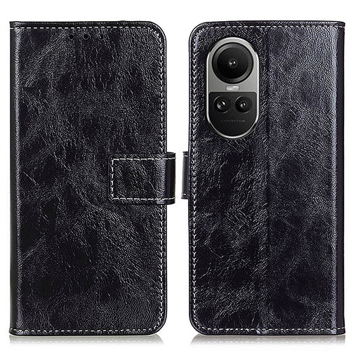 Leather Case Stands Flip Cover Holder K04Z for Oppo Reno10 5G Black