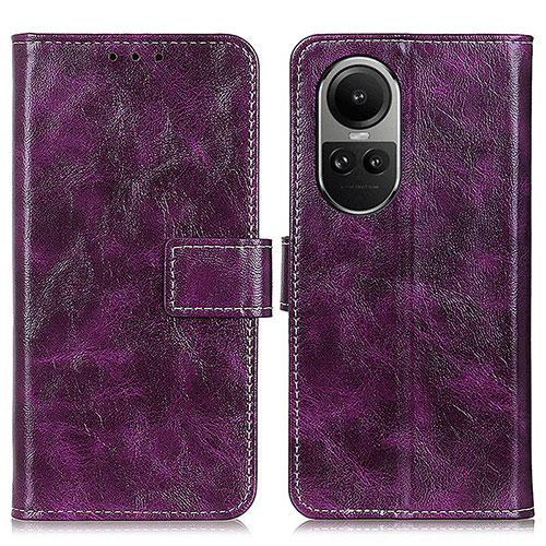 Leather Case Stands Flip Cover Holder K04Z for Oppo Reno10 5G Purple