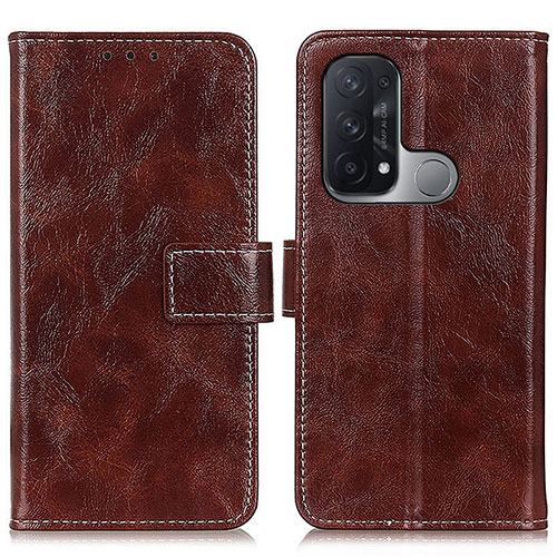 Leather Case Stands Flip Cover Holder K04Z for Oppo Reno5 A Brown