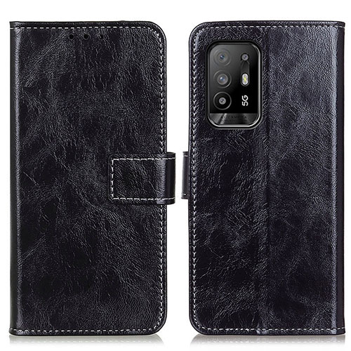 Leather Case Stands Flip Cover Holder K04Z for Oppo Reno5 Z 5G Black