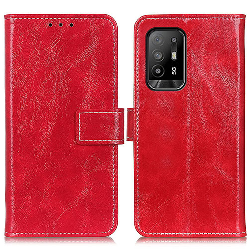 Leather Case Stands Flip Cover Holder K04Z for Oppo Reno5 Z 5G Red
