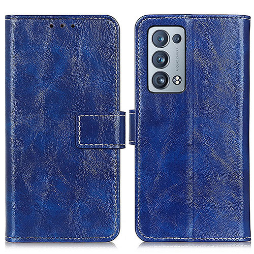 Leather Case Stands Flip Cover Holder K04Z for Oppo Reno6 Pro 5G Blue